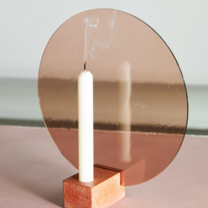 Pink Stone and Glass Candle Holder