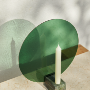 Green Stone and Glass Candle Holder