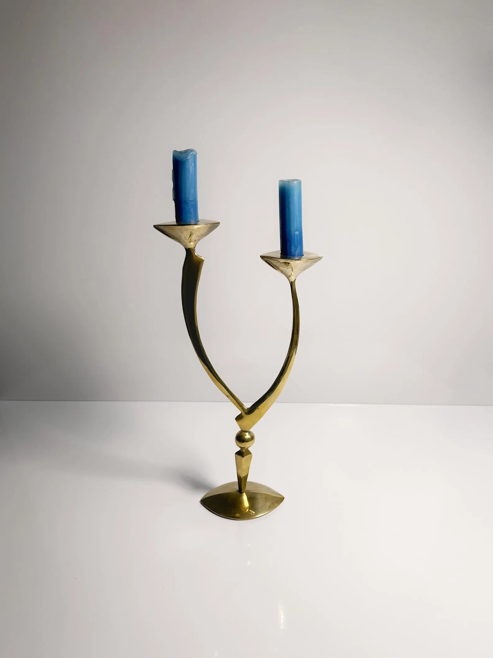 Polished Brass Mid-Century Candlestick - Image 2