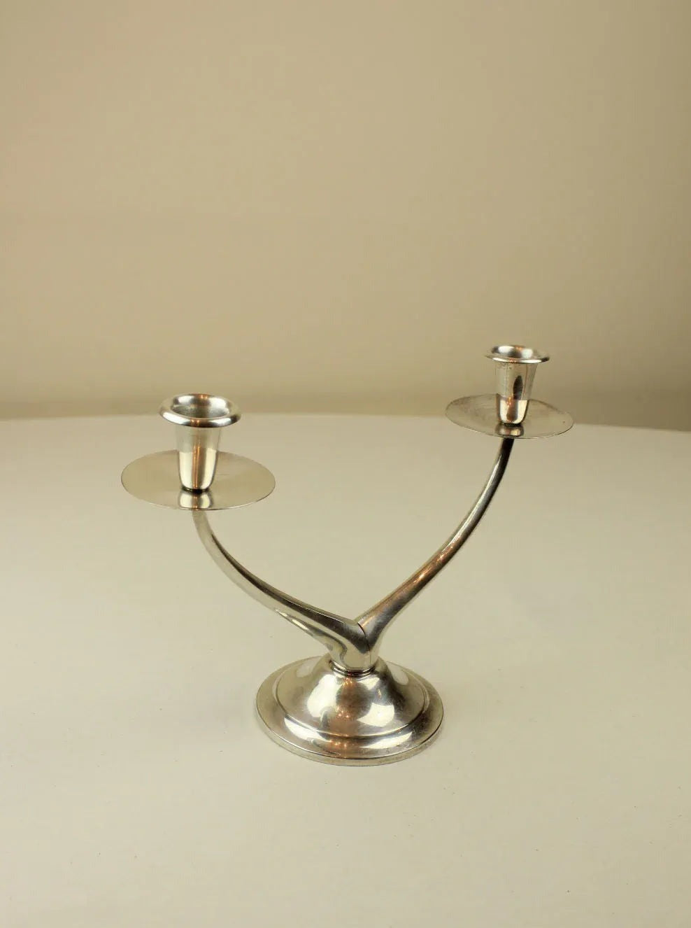 Polished Wishbone Double Candle Holder