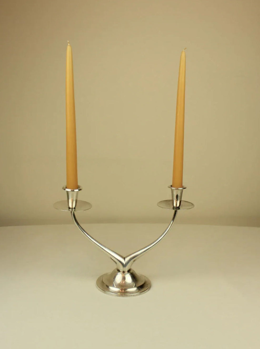Polished Wishbone Double Candle Holder - Image 2