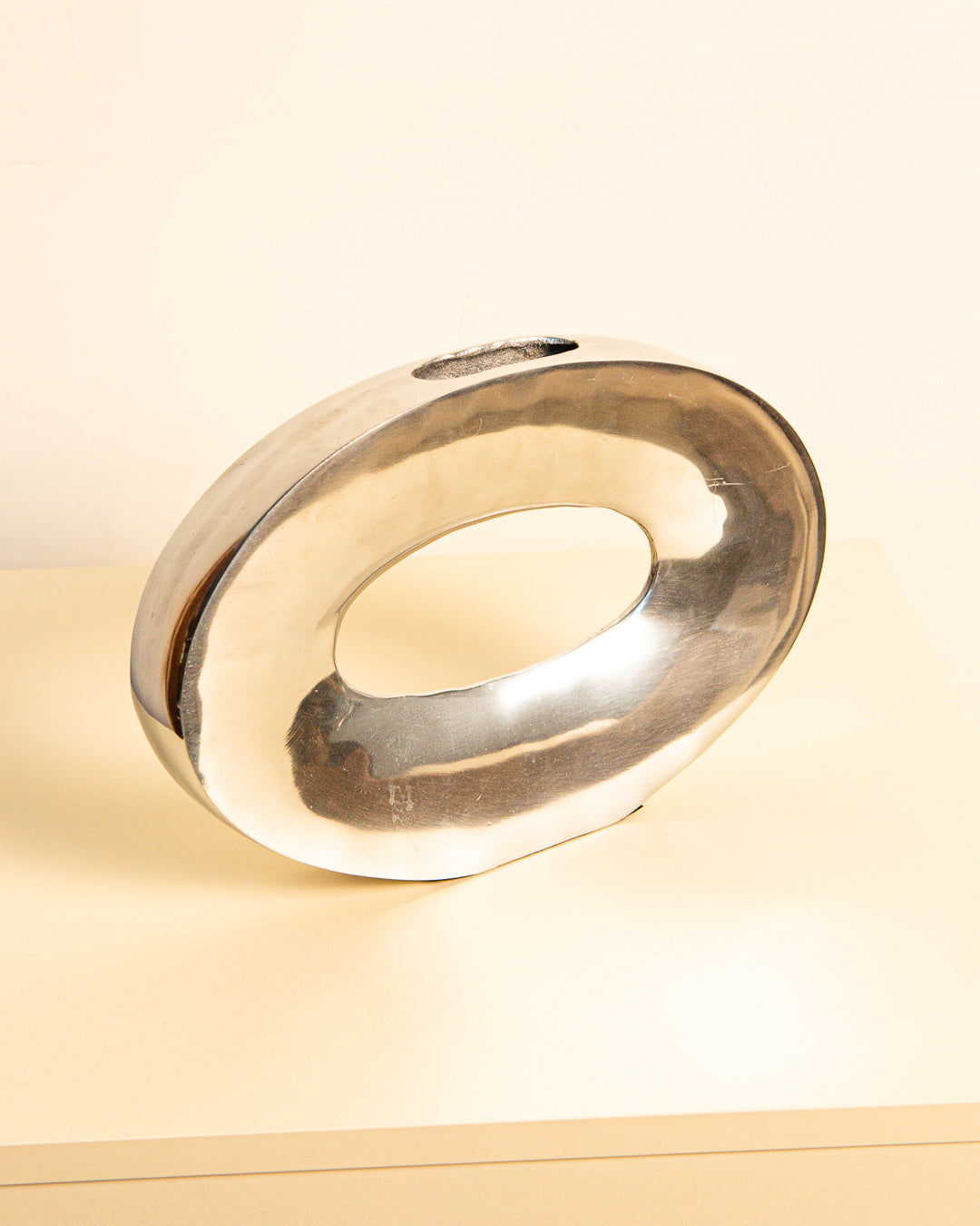 1980s Oval Aluminum Vase