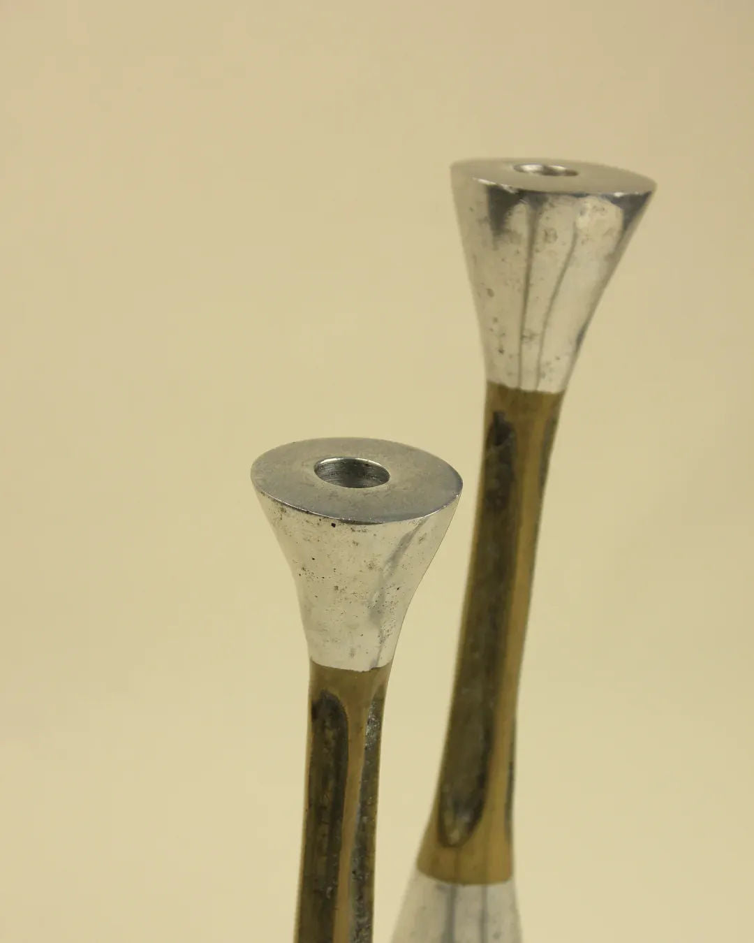 Set of 3 Brutalist Metal Candle Holders - Image 4