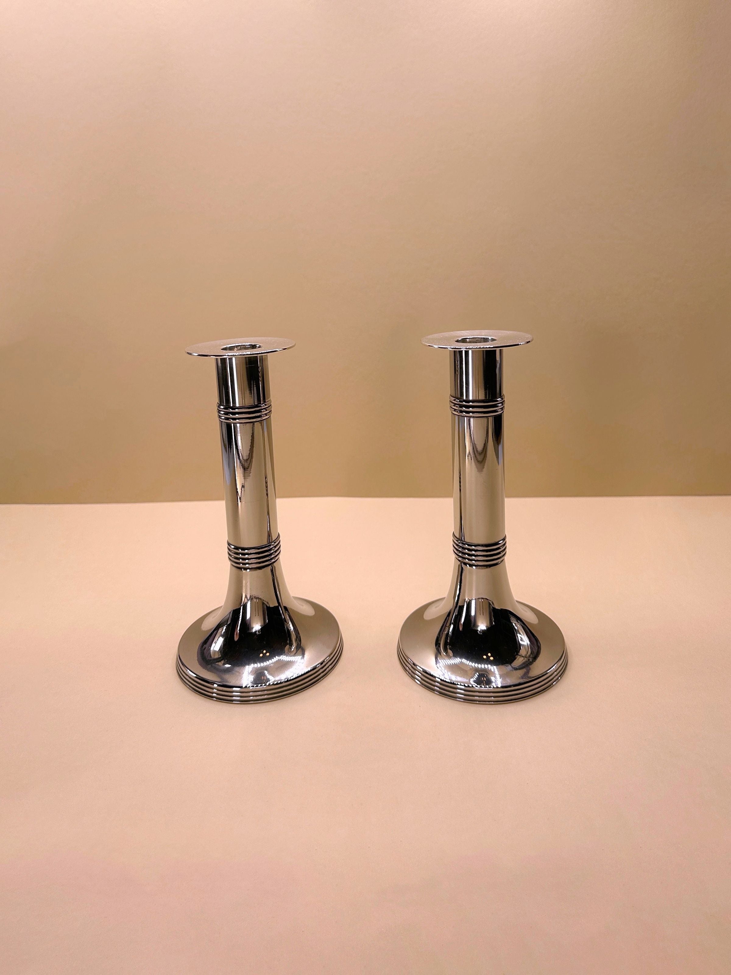 Pair of Silver-Plated Candlesticks