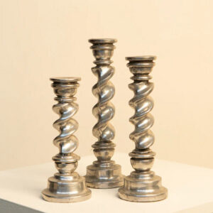 Set of 3 Twisted Aluminum Candle Holders
