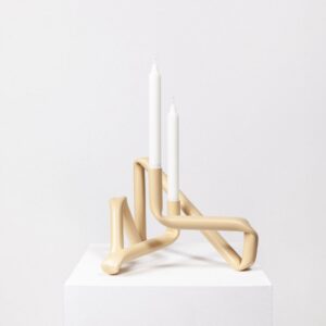 Beige Aluminum Loop Candle Holder
