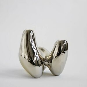 Silver Sculptural Round Candle Holder